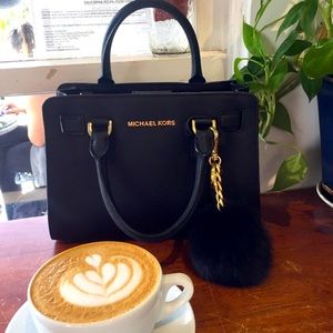 Black Michael Kors Crossbody Leather Purse w/ Gold